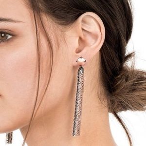 Stella & Dot Fringe Mixed Metal tassel earrings